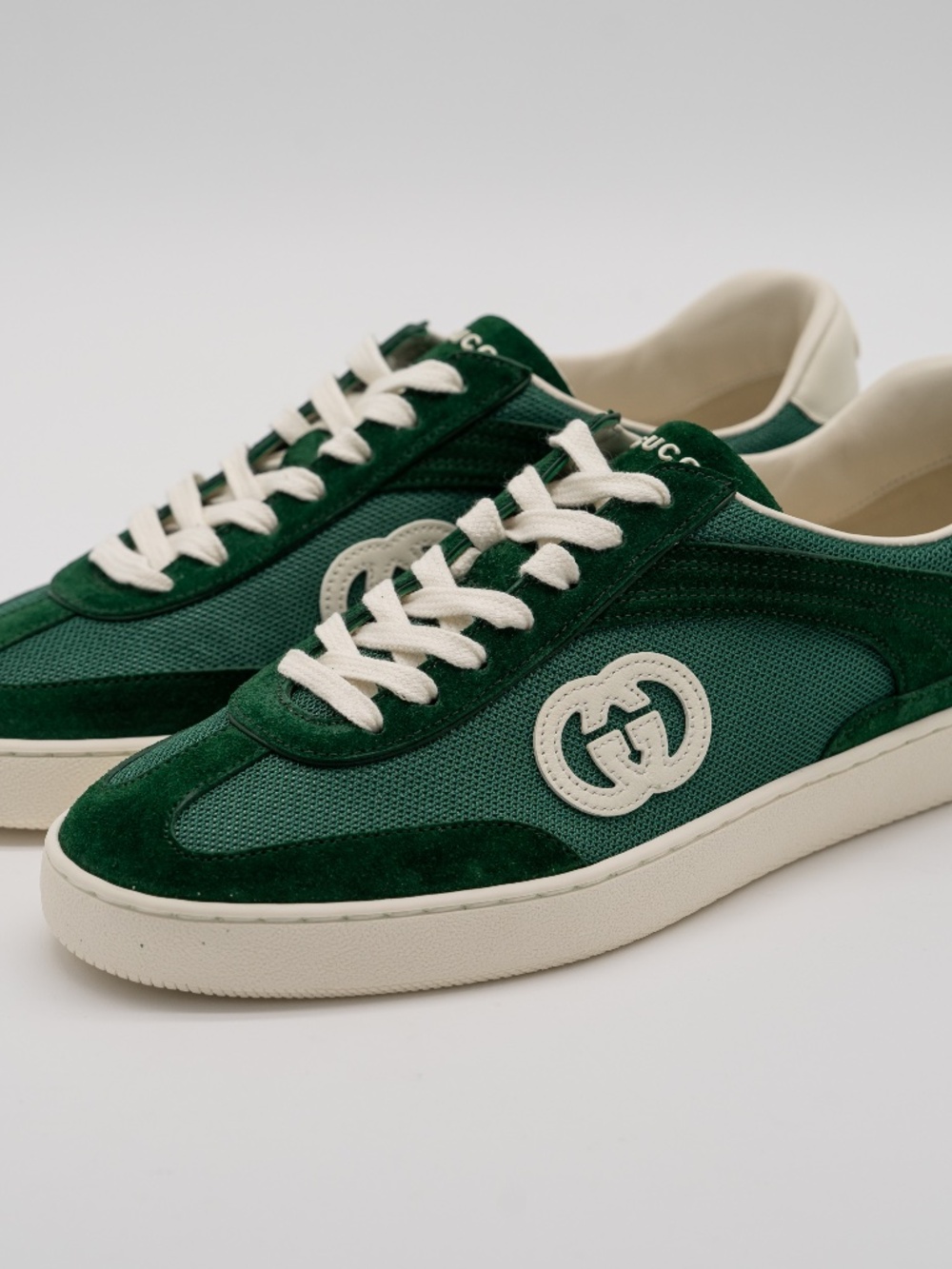 Gucci Men's Sneakers Green G75 Suede GG Mesh size 7.5G 8 US